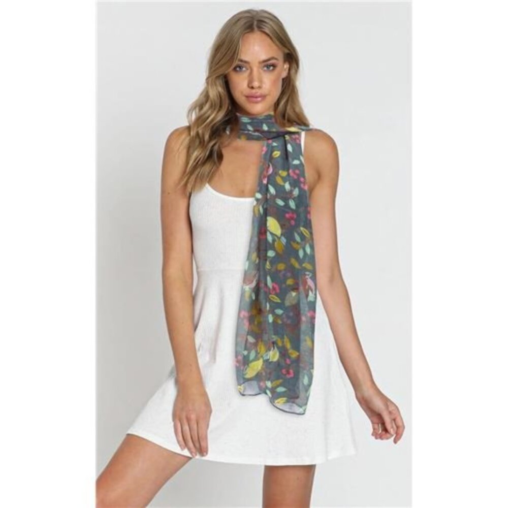 Scarfs for Women Lightweight Floral Birds Print Cotton Scarves Wraps for Winter - Picture 5 of 6